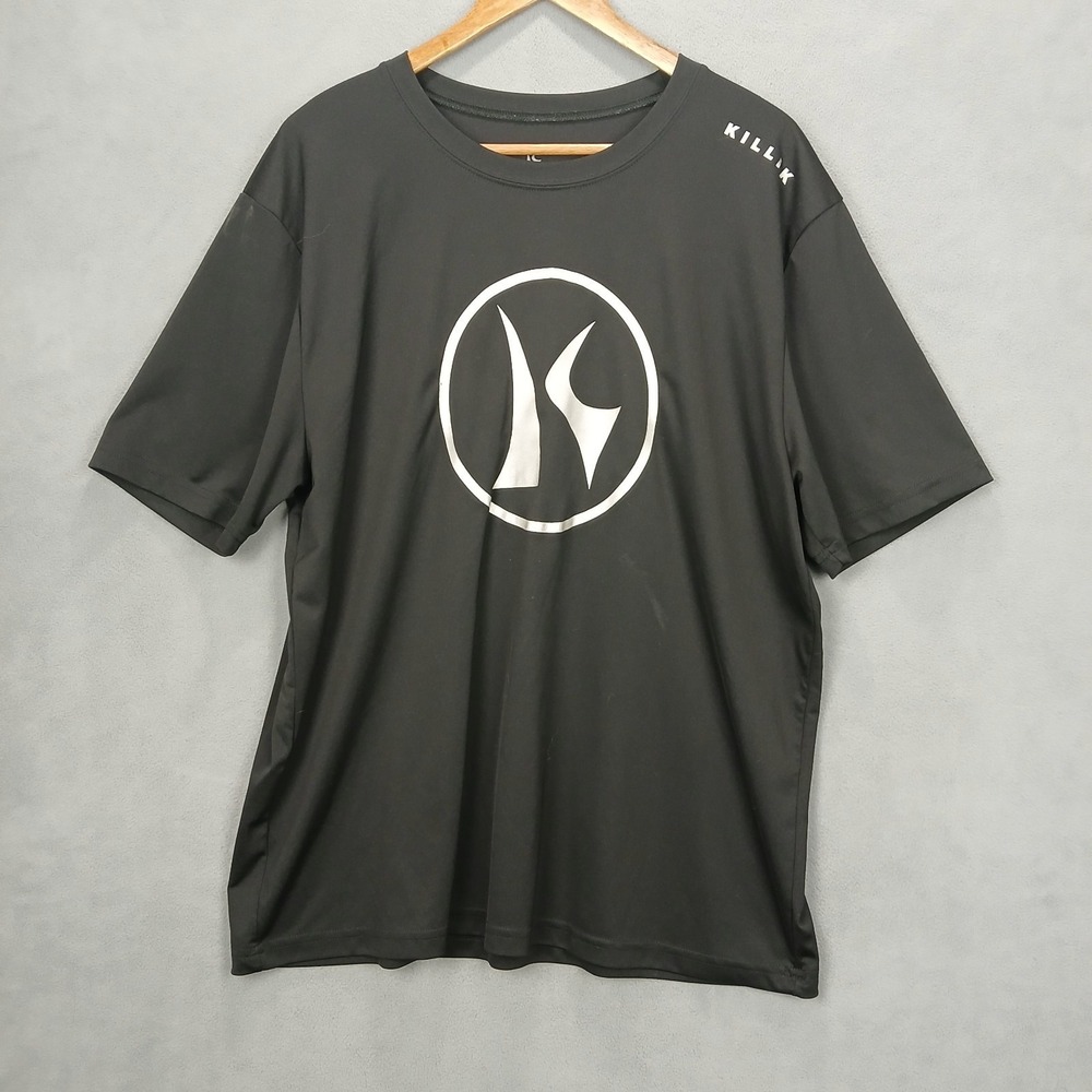 Killik Athletic T Shirt Mens XL Black Round‎ Neck Short Sleeve Graphic Print Tee